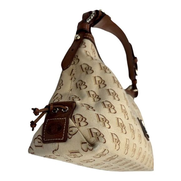 Dooney and Bourke Cream and Tan Signature Satchel Shoulder Bag - Picture 8 of 13